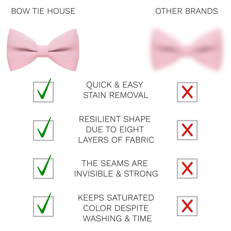 Bow Tie House Linen Men's Classic Pre-Tied Bow Tie Formal Solid Tuxedo (Large, Blush Pink) - Image 3